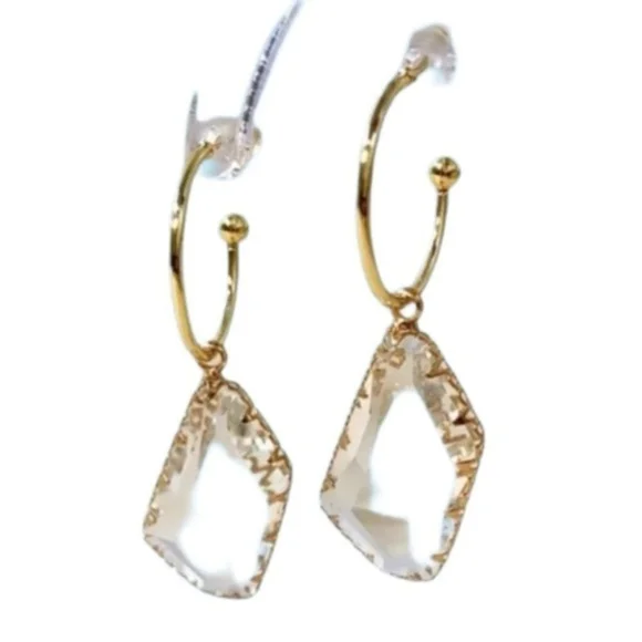 14K Gold Plated Crystal Statement Earrings Nickel Free - Picture 5 of 8